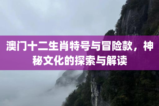 澳门十二生肖特号与冒险款，神秘文化的探索与解读