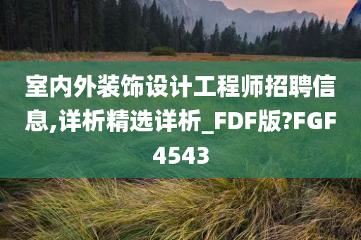 室内外装饰设计工程师招聘信息,详析精选详析_FDF版?FGF4543