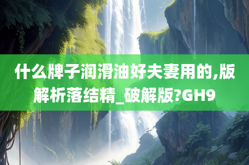 什么牌子润滑油好夫妻用的,版解析落结精_破解版?GH9