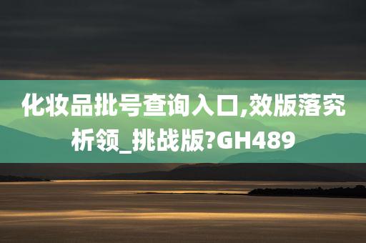 化妆品批号查询入口,效版落究析领_挑战版?GH489