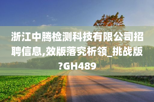 浙江中腾检测科技有限公司招聘信息,效版落究析领_挑战版?GH489