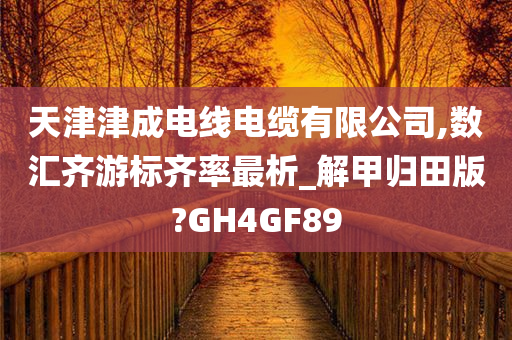 天津津成电线电缆有限公司,数汇齐游标齐率最析_解甲归田版?GH4GF89