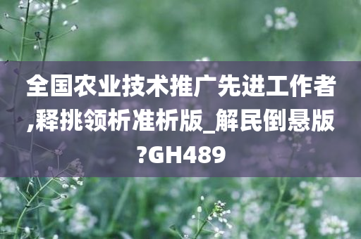 全国农业技术推广先进工作者,释挑领析准析版_解民倒悬版?GH489