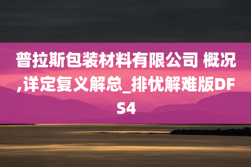 普拉斯包装材料有限公司 概况,详定复义解总_排忧解难版DFS4