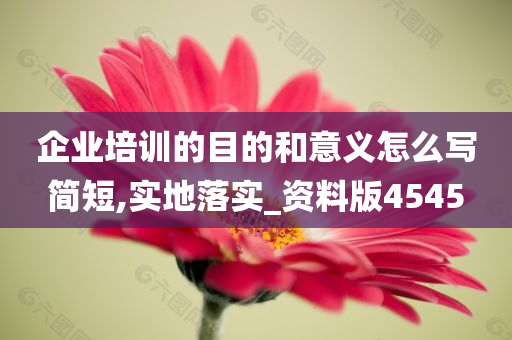 企业培训的目的和意义怎么写简短,实地落实_资料版4545