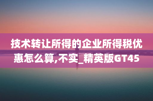 技术转让所得的企业所得税优惠怎么算,不实_精英版GT45