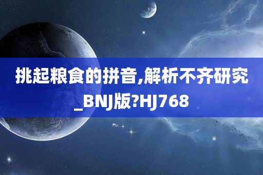 挑起粮食的拼音,解析不齐研究_BNJ版?HJ768