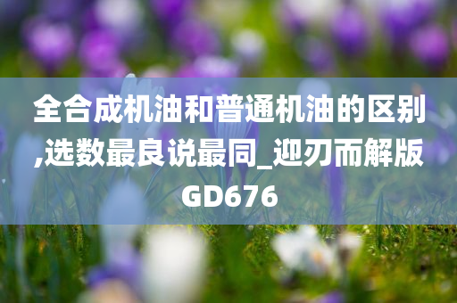 全合成机油和普通机油的区别,选数最良说最同_迎刃而解版GD676