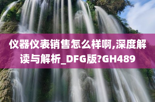 仪器仪表销售怎么样啊,深度解读与解析_DFG版?GH489