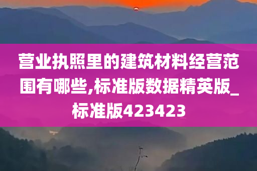 营业执照里的建筑材料经营范围有哪些,标准版数据精英版_标准版423423