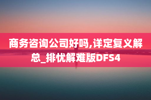 商务咨询公司好吗,详定复义解总_排忧解难版DFS4