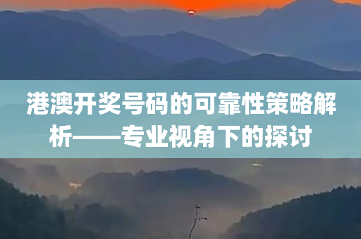 港澳开奖号码的可靠性策略解析——专业视角下的探讨