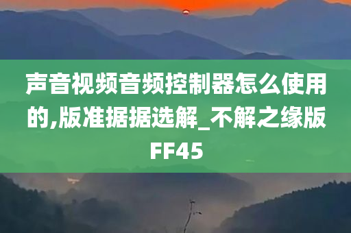 声音视频音频控制器怎么使用的,版准据据选解_不解之缘版FF45