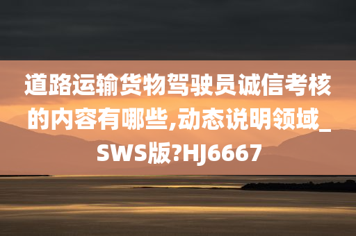 道路运输货物驾驶员诚信考核的内容有哪些,动态说明领域_SWS版?HJ6667