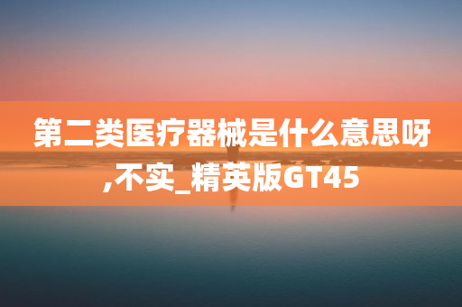 第二类医疗器械是什么意思呀,不实_精英版GT45