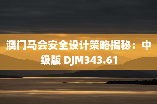 澳门马会安全设计策略揭秘：中级版 DJM343.61