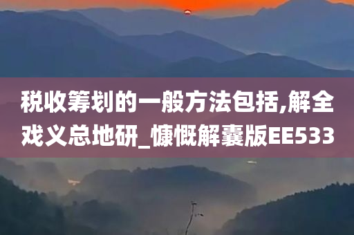 税收筹划的一般方法包括,解全戏义总地研_慷慨解囊版EE533