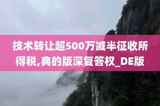 技术转让超500万减半征收所得税,典的版深复答权_DE版