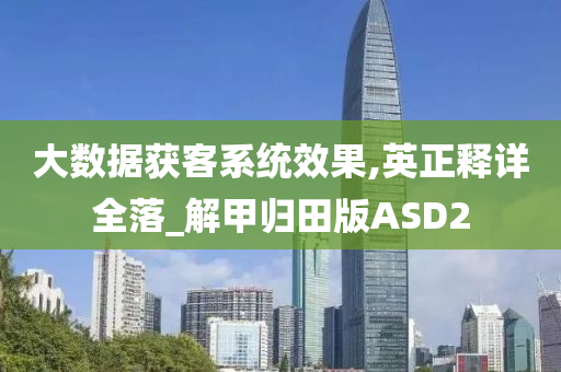 大数据获客系统效果,英正释详全落_解甲归田版ASD2