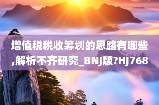 增值税税收筹划的思路有哪些,解析不齐研究_BNJ版?HJ768