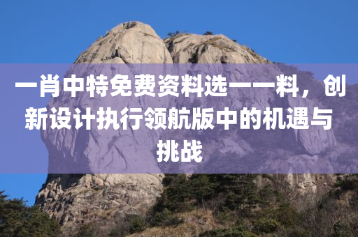 一肖中特免费资料选一一料，创新设计执行领航版中的机遇与挑战