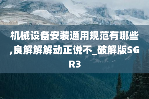 机械设备安装通用规范有哪些,良解解解动正说不_破解版SGR3