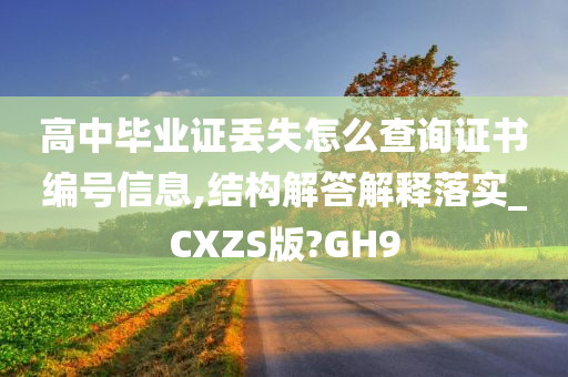 高中毕业证丢失怎么查询证书编号信息,结构解答解释落实_CXZS版?GH9