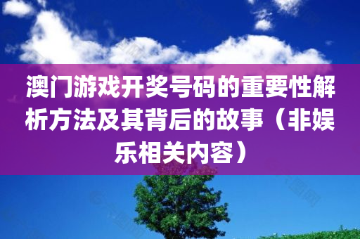 澳门游戏开奖号码的重要性解析方法及其背后的故事（非娱乐相关内容）