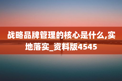 战略品牌管理的核心是什么,实地落实_资料版4545