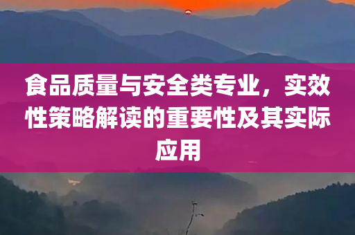 食品质量与安全类专业，实效性策略解读的重要性及其实际应用