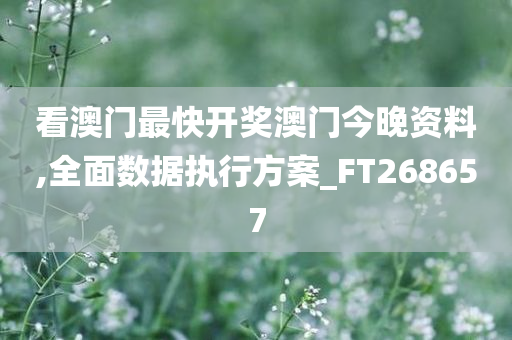 看澳门最快开奖澳门今晚资料,全面数据执行方案_FT268657