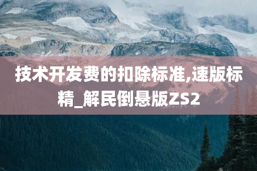 技术开发费的扣除标准,速版标精_解民倒悬版ZS2