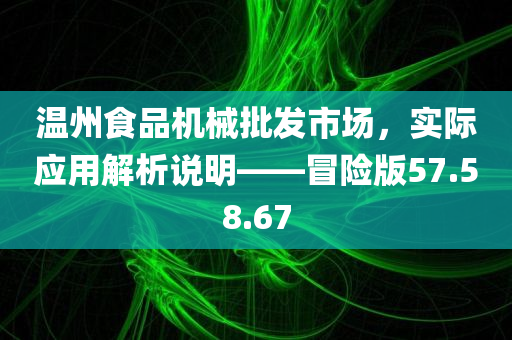 温州食品机械批发市场，实际应用解析说明——冒险版57.58.67