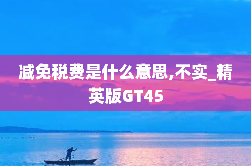 减免税费是什么意思,不实_精英版GT45