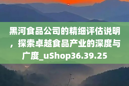 黑河食品公司的精细评估说明，探索卓越食品产业的深度与广度_uShop36.39.25