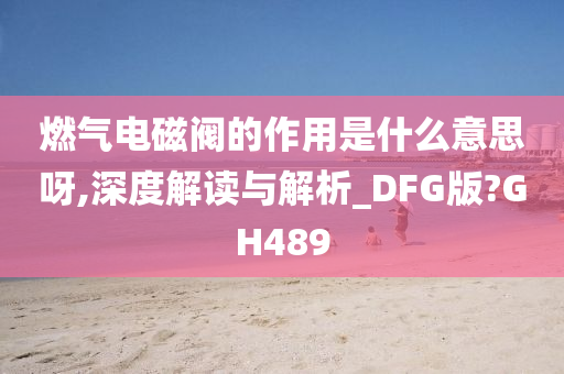 燃气电磁阀的作用是什么意思呀,深度解读与解析_DFG版?GH489