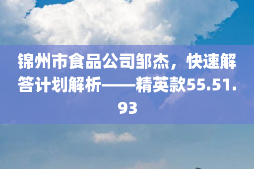 锦州市食品公司邹杰，快速解答计划解析——精英款55.51.93