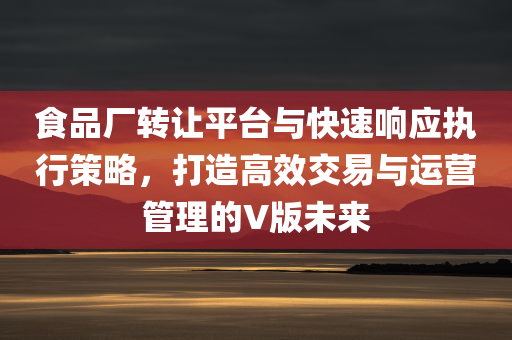 食品厂转让平台与快速响应执行策略，打造高效交易与运营管理的V版未来